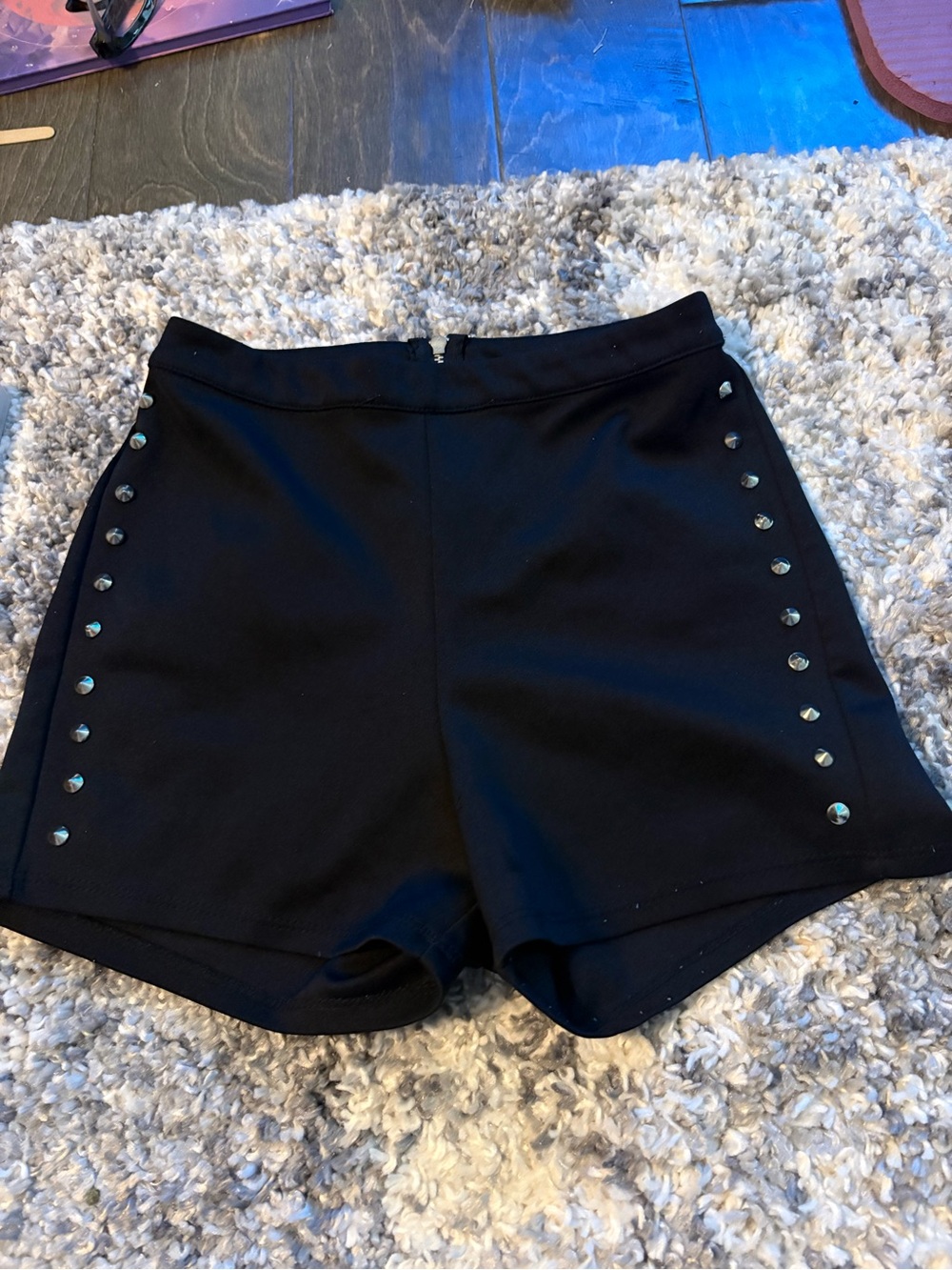Material Girl Black Stud-Trim Shorts